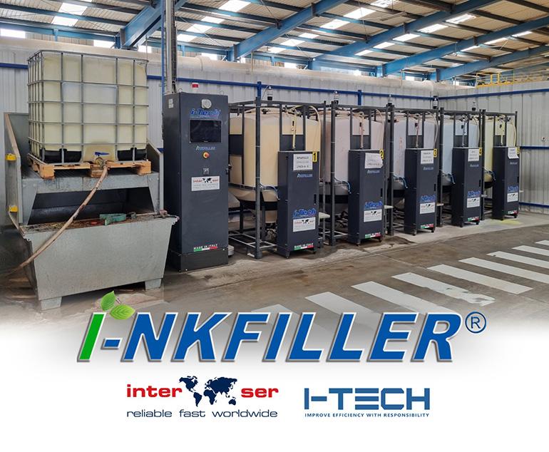 I-Nkfiller®, il sistema automatico di riempimento per inchiostri, materie e colle digitali sviluppato da I-Tech e distribuito a livello mondiale da Inter Ser.